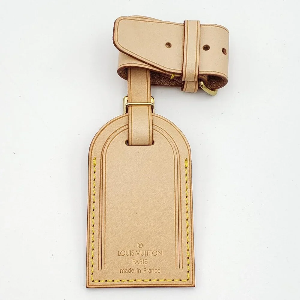 Louis Vuitton Natural Vachetta Leather Luggage Tag with Yellow Stitching